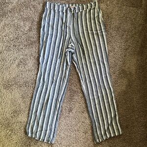 Per Se 55% Linen White and Blue Pants Sz Large